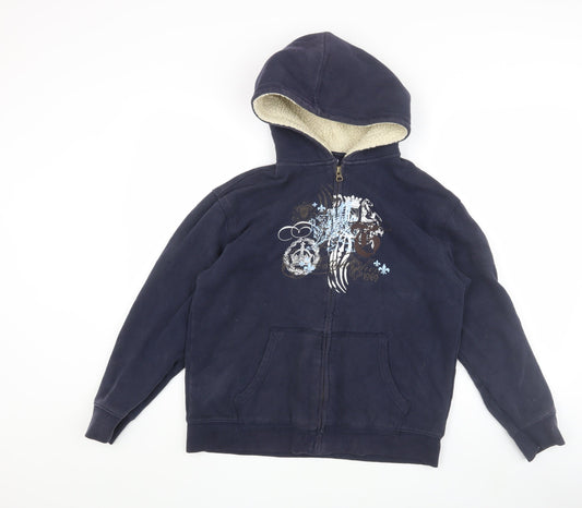 GAP Kids Girls Blue Full Zip Hoodie, 13 Years, Graphic Design