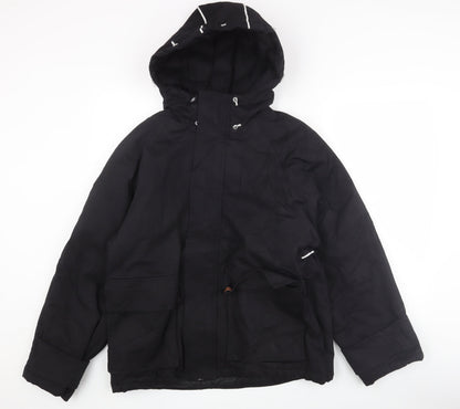 Additional front view of Lee Cooper Men's Black Hooded Parka Jacket, size S