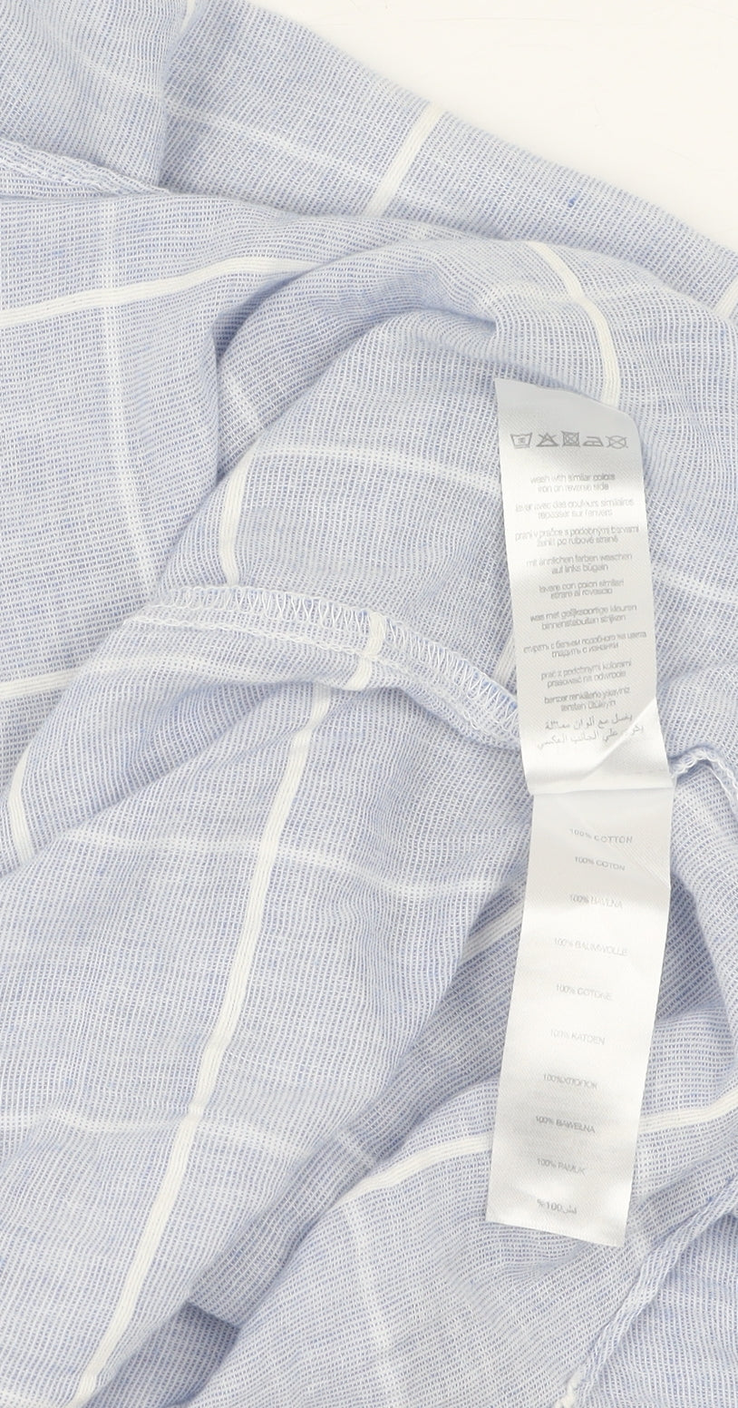Apricot Women's Blue Check Blouse M Round Neck Casual
