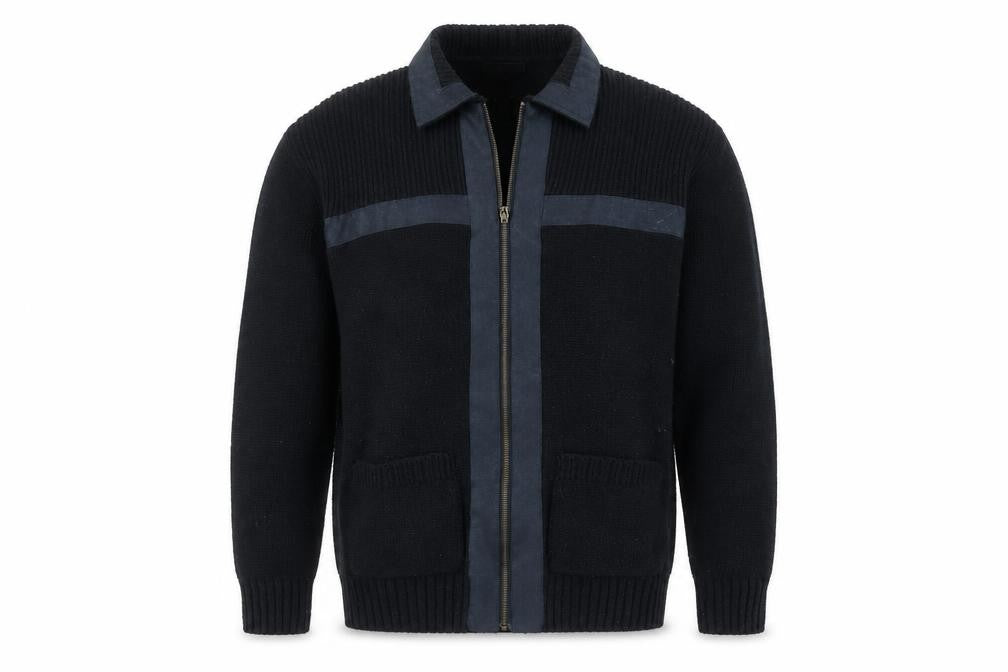 Jason Jones Men's Black Wool Zip-Up Jacket, Size L