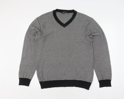 Dissident Men's M Striped V-Neck Cotton Jumper