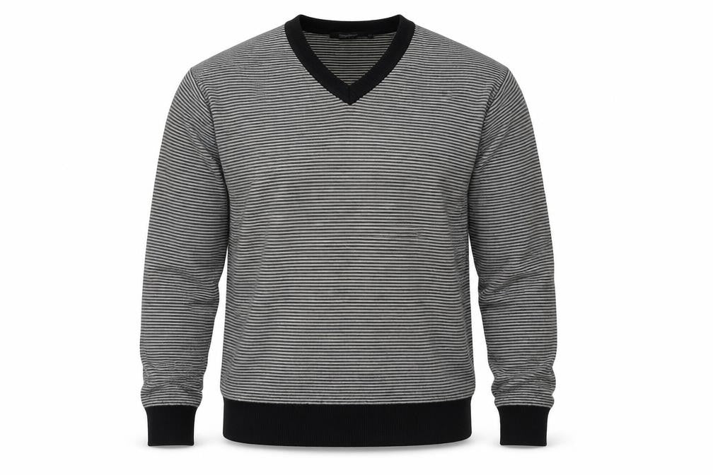 Dissident Men's M Striped V-Neck Cotton Jumper