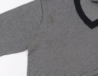 Dissident Men's M Striped V-Neck Cotton Jumper