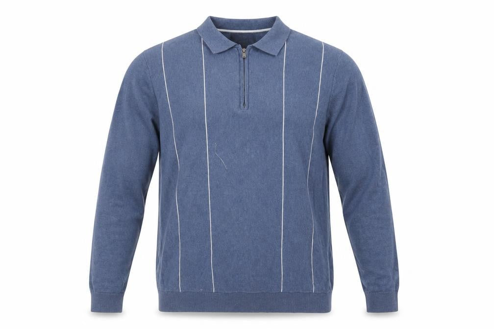 Marks & Spencer Men's Blue Striped Full Zip Jumper L