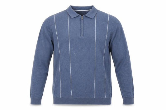 Marks & Spencer Men's Blue Striped Full Zip Jumper L