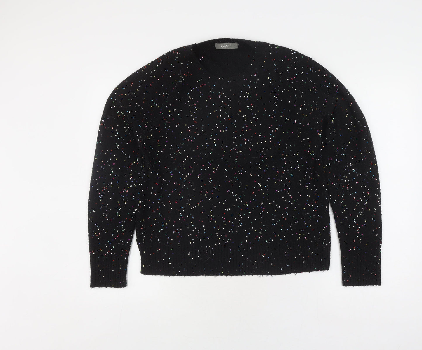 Oasis Women's Black Sequin Pullover Jumper, Size L