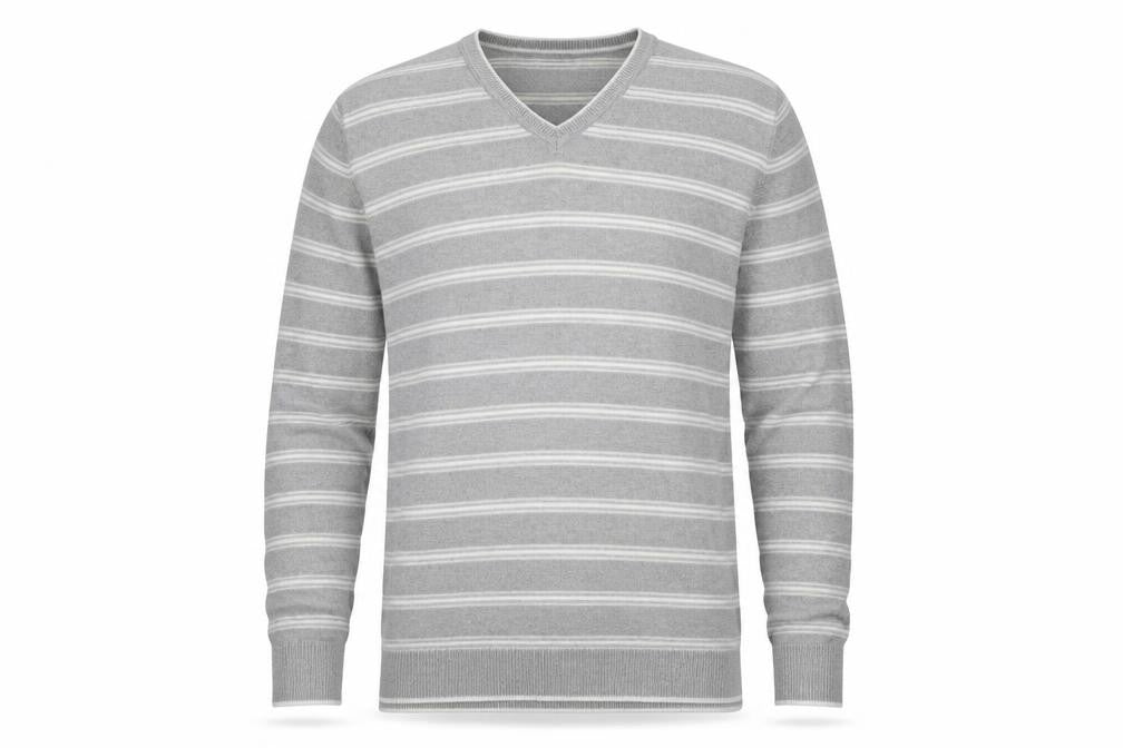Gap Men's Grey M Pullover Striped V-Neck Jumper