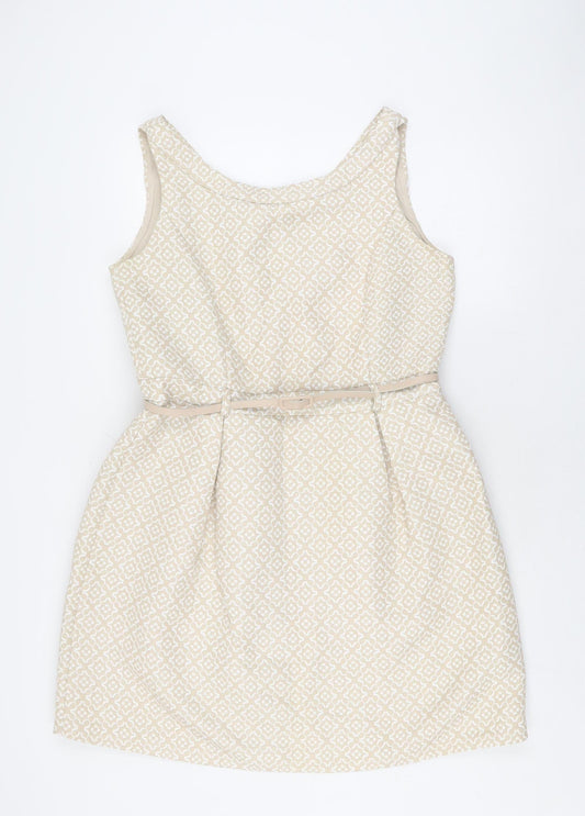 Yumi Women's Beige Fit & Flare Dress Size 16