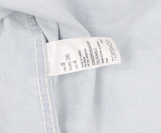 Topshop Women's Blue Denim Button-Up Shirt Size 8