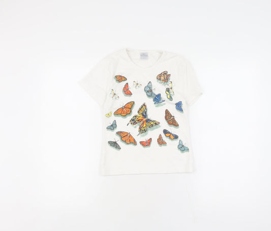 Jim Thompson White T-Shirt with Butterfly Print, Women, S