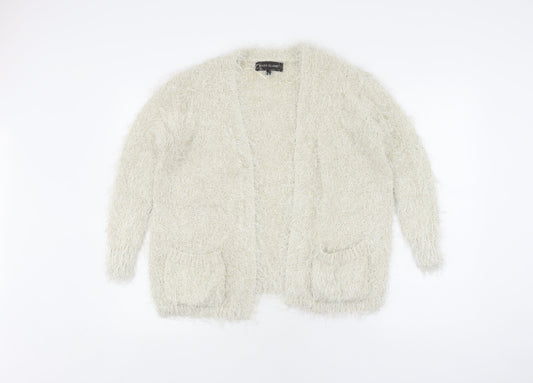 River Island Women's Ivory Cardigan, Knit, Pockets