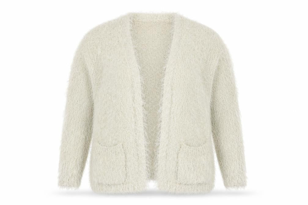 River Island Women's Ivory Cardigan, Knit, Pockets