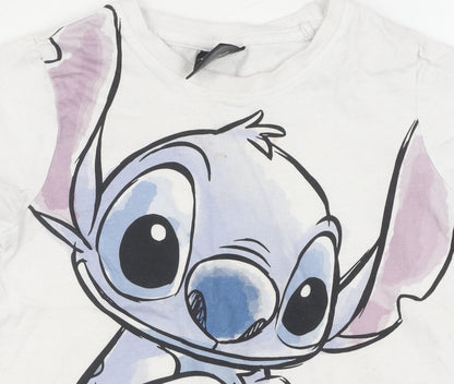 Brand and care label for Disney at Primark girls’ white stitch t-shirt 3-4 years