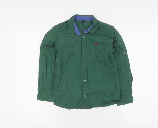 Benetton Boys Green Cotton Button-Up Shirt - Size S
