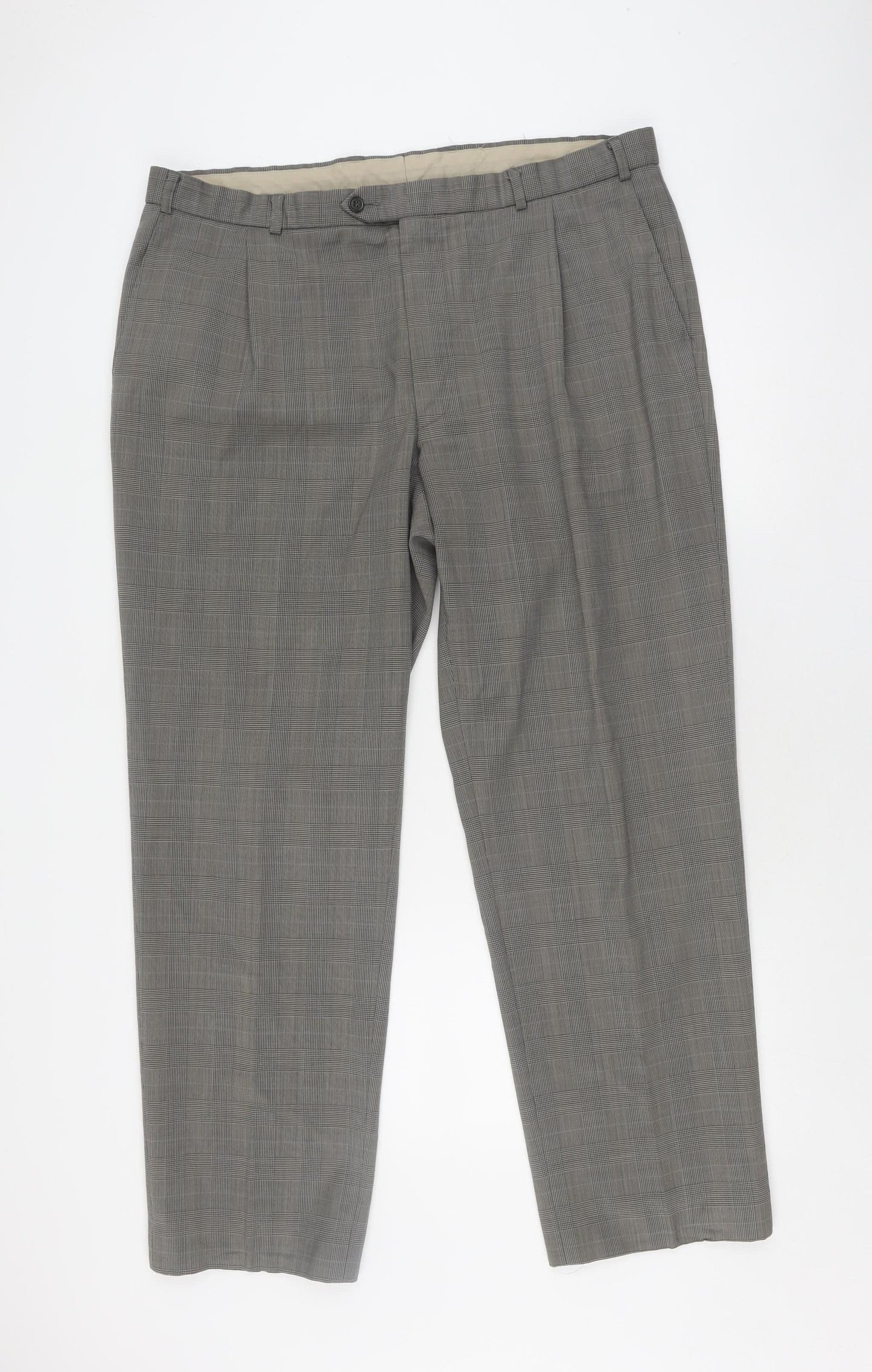 Marks & Spencer Grey Check Dress Pants, Size 10, Unisex