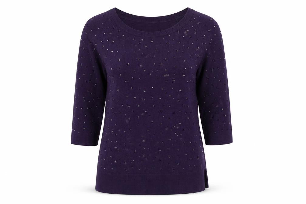 East Women's Purple Sequin Pullover Jumper XS