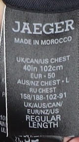 Close-up detail of Jaeger Men's Blue Blazer, size 40R, Wool, Formal