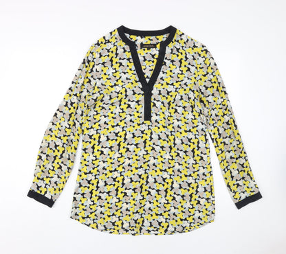 Additional front view of Jaeger Women's Multicoloured Geometric Silk Blouse