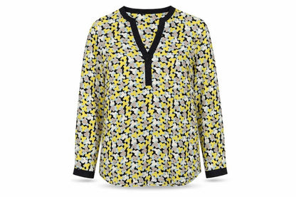 Front view of Jaeger Women's Multicoloured Geometric Silk Blouse