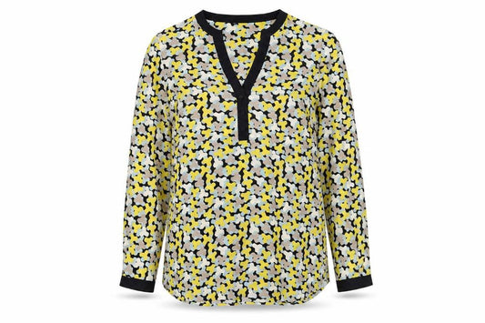 Front view of Jaeger Women's Multicoloured Geometric Silk Blouse