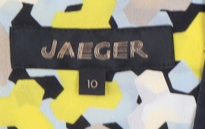 Close-up detail of Jaeger Women's Multicoloured Geometric Silk Blouse