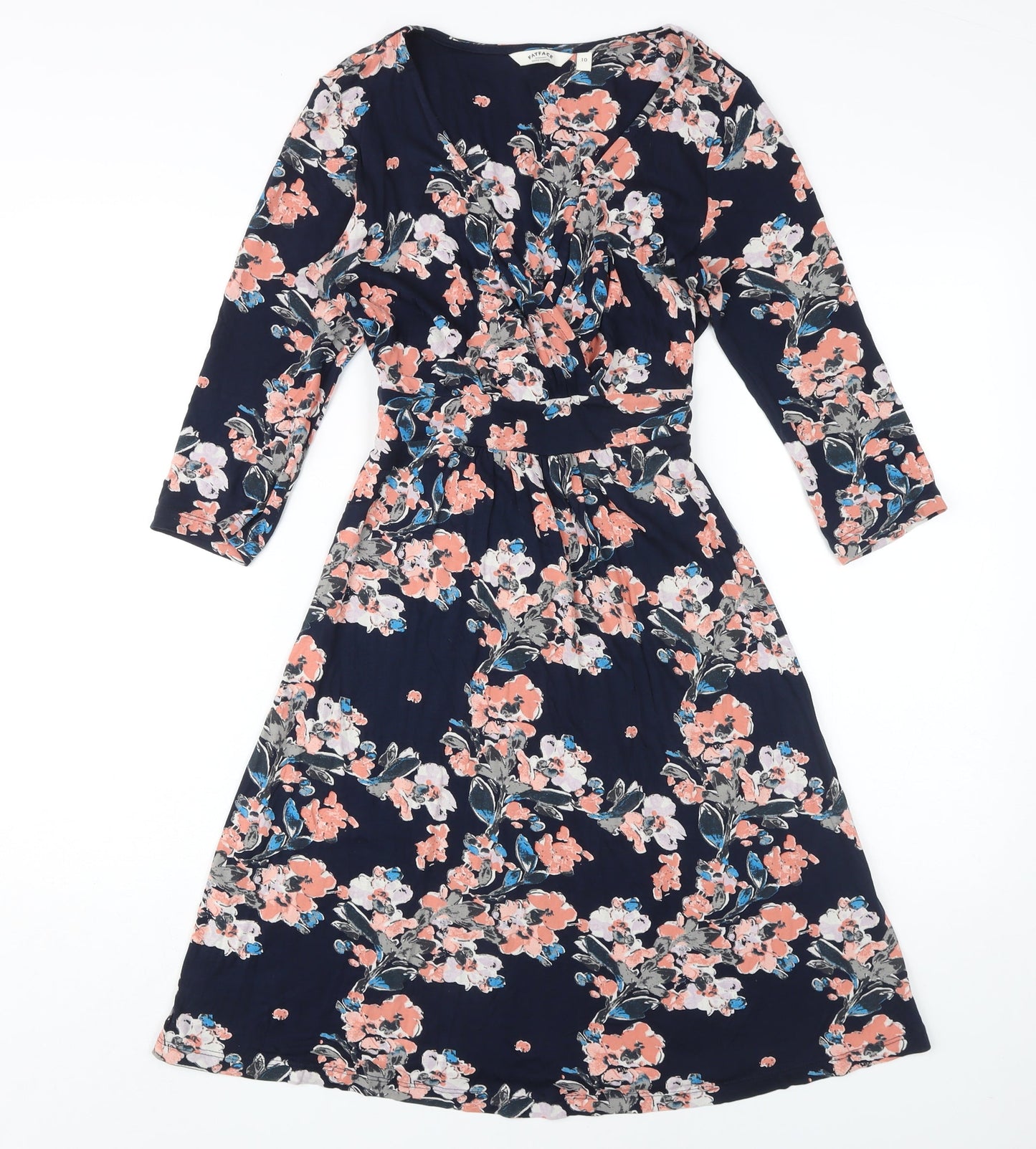 FatFace Women's Floral Wrap Dress, Multicoloured, Size 10