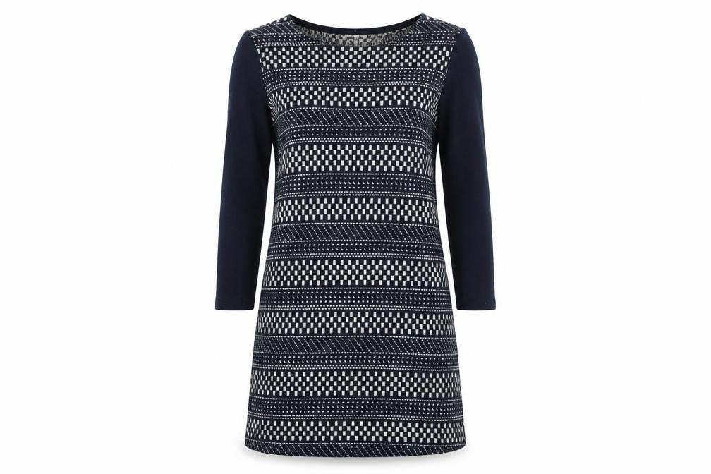 White Stuff Women's Blue Geometric Shift Dress Size 10