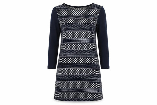 White Stuff Women's Blue Geometric Shift Dress Size 10
