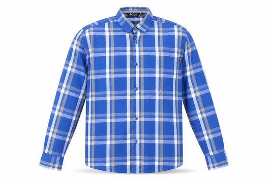 Regatta Men's Blue Plaid Long Sleeve Shirt L