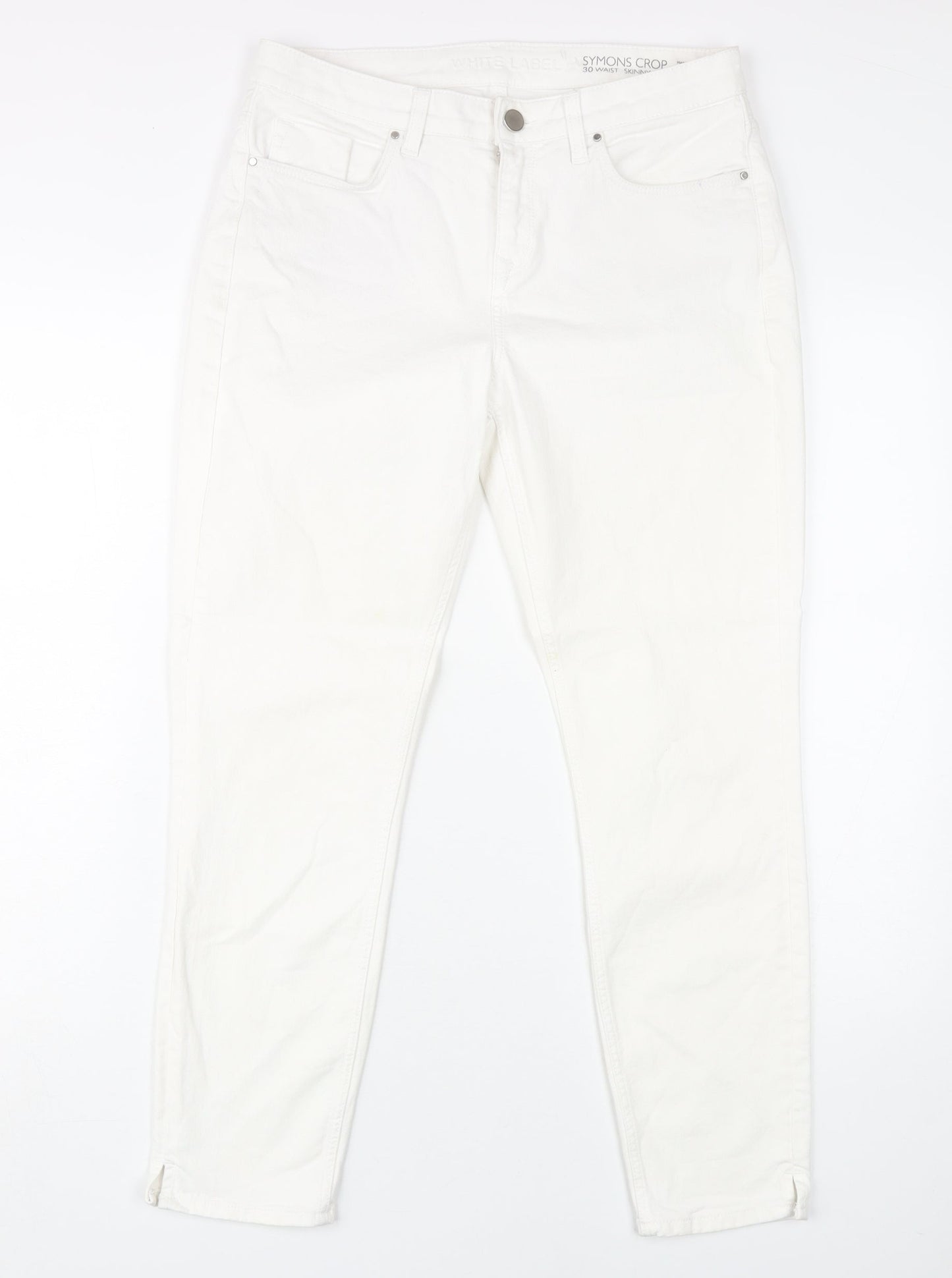 White Label Women's White Cropped Slim Jeans Size 12