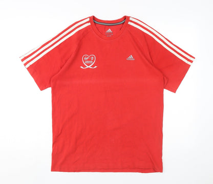 Additional front view of Adidas Men's Red Crew Neck T-Shirt S