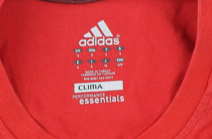 Close-up detail of Adidas Men's Red Crew Neck T-Shirt S