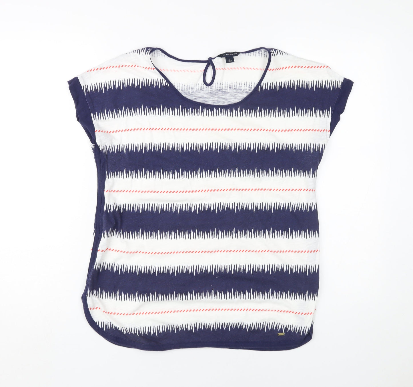 Tommy Hilfiger Women's Blue Striped T-Shirt, Size 12