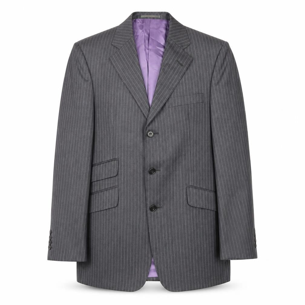 Aquascutum Men's Grey Striped Wool Blazer 38R