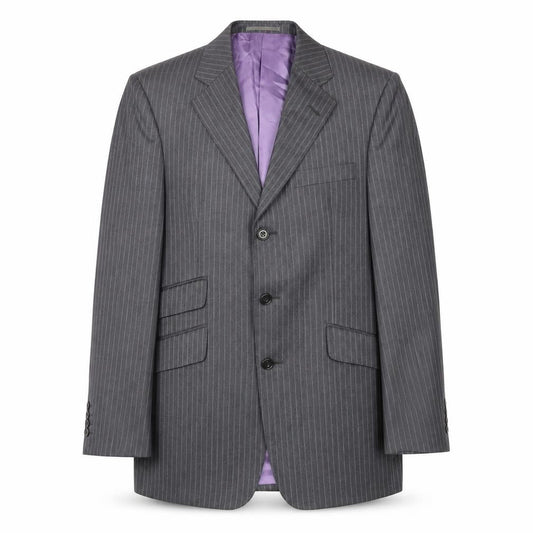 Aquascutum Men's Grey Striped Wool Blazer 38R