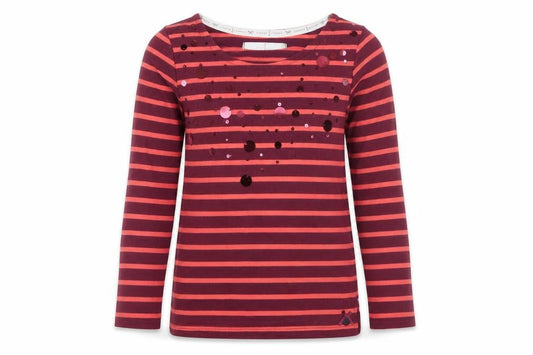 Front view of Jasper Conran girls’ multicoloured striped sequin t-shirt 5-6 yrs