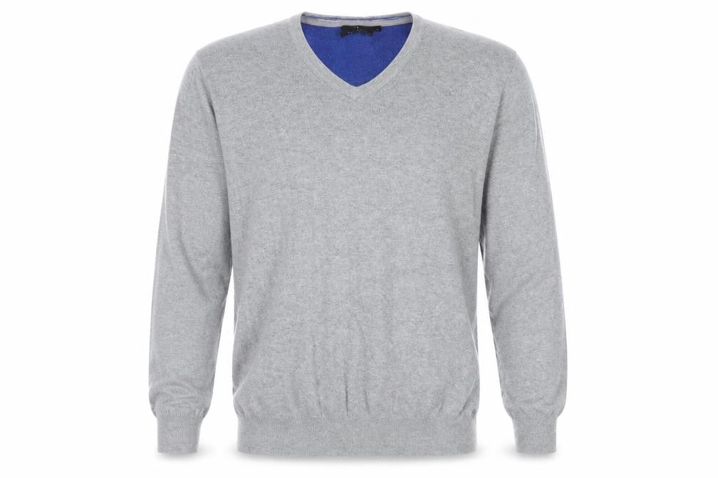 Jeff Banks Men's Grey V-Neck Pullover, Size L, Cotton