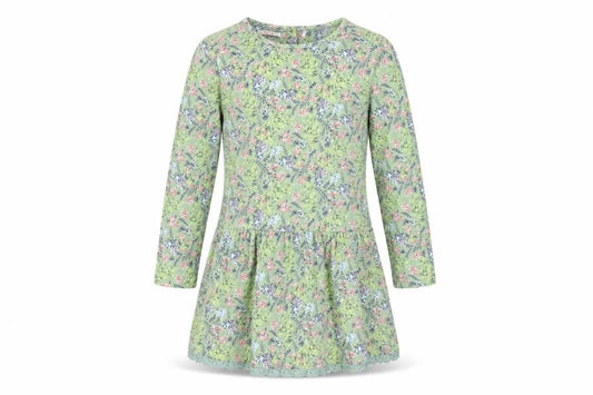 Fat Face Girls Green Floral Cotton Dress 6-7 Years
