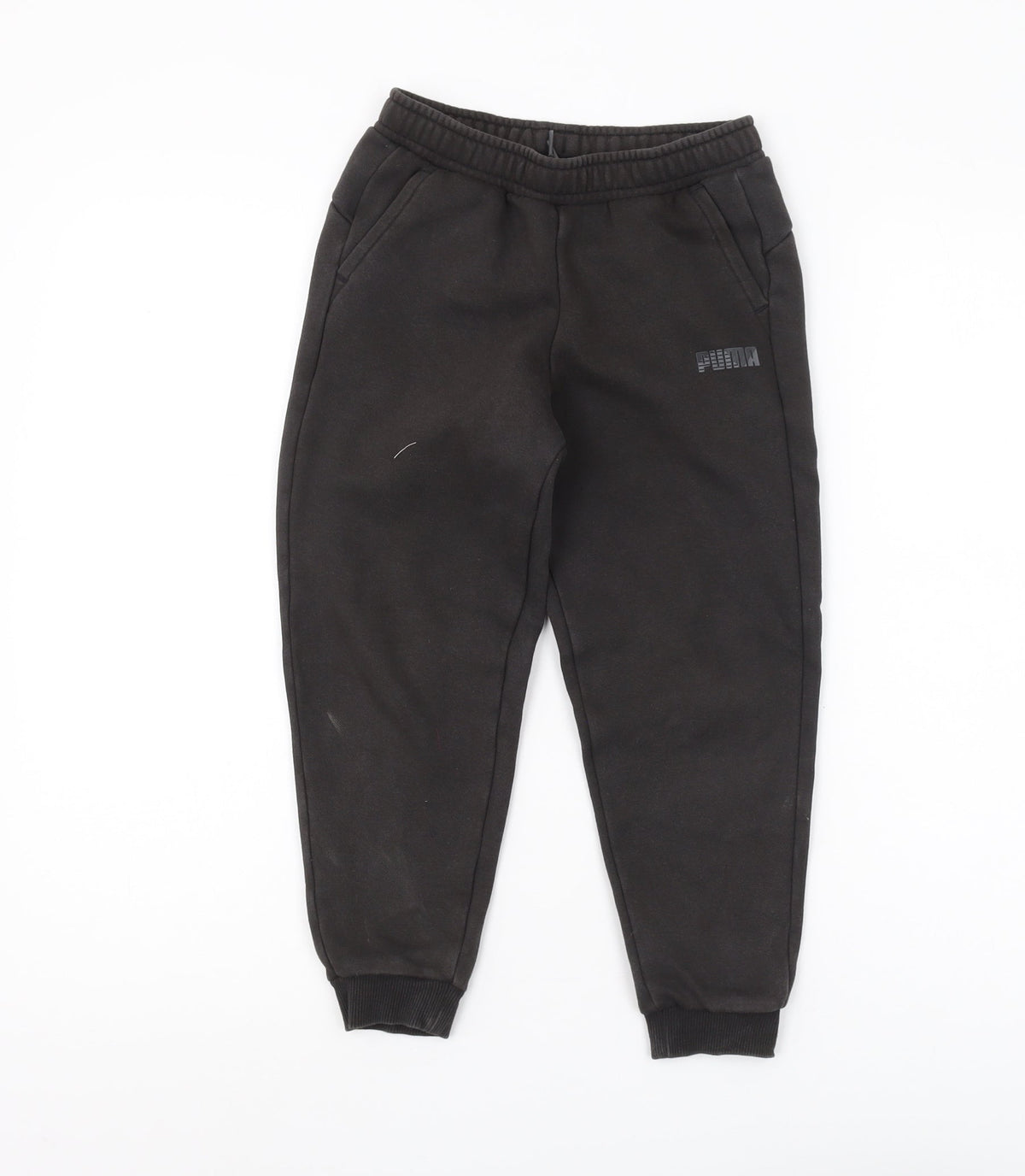Additional front view of Puma boys’ black jogger trousers, size 7-8, years