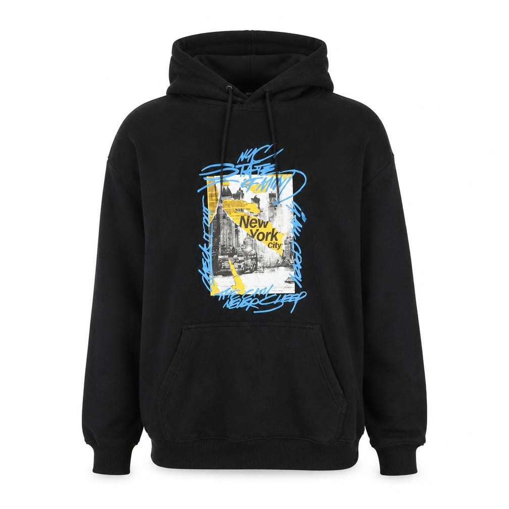 H&M Men's Black Graphic Pullover Hoodie M