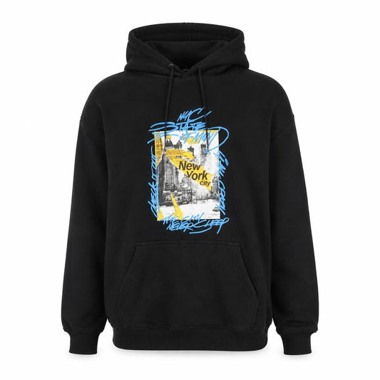 H&M Men's Black Graphic Pullover Hoodie M