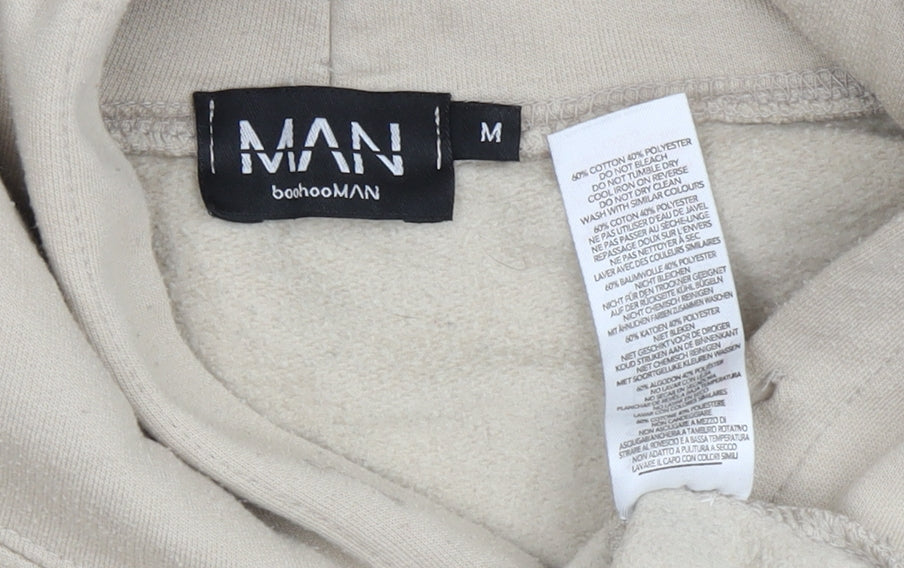 boohooMAN Men's Beige Pullover Hoodie M