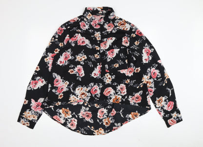 Boohoo Women's Black Floral Blouse in Size 6