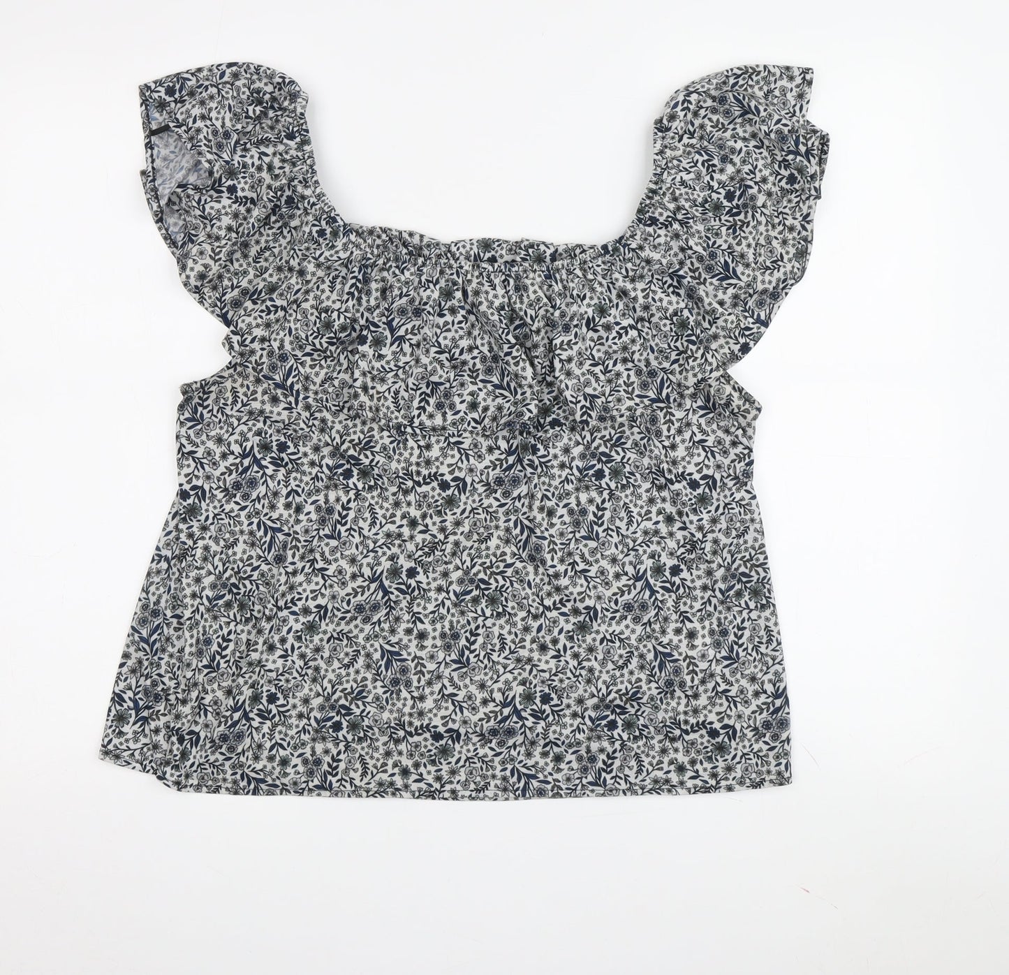 H&M Women's Floral Off Shoulder Tunic Blouse, M, Multicoloured