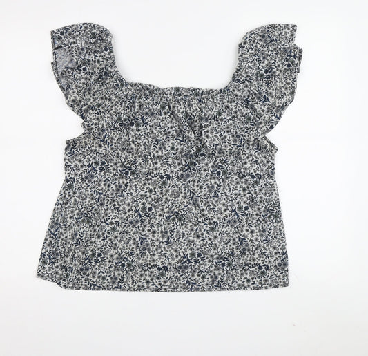 H&M Women's Floral Off Shoulder Tunic Blouse, M, Multicoloured