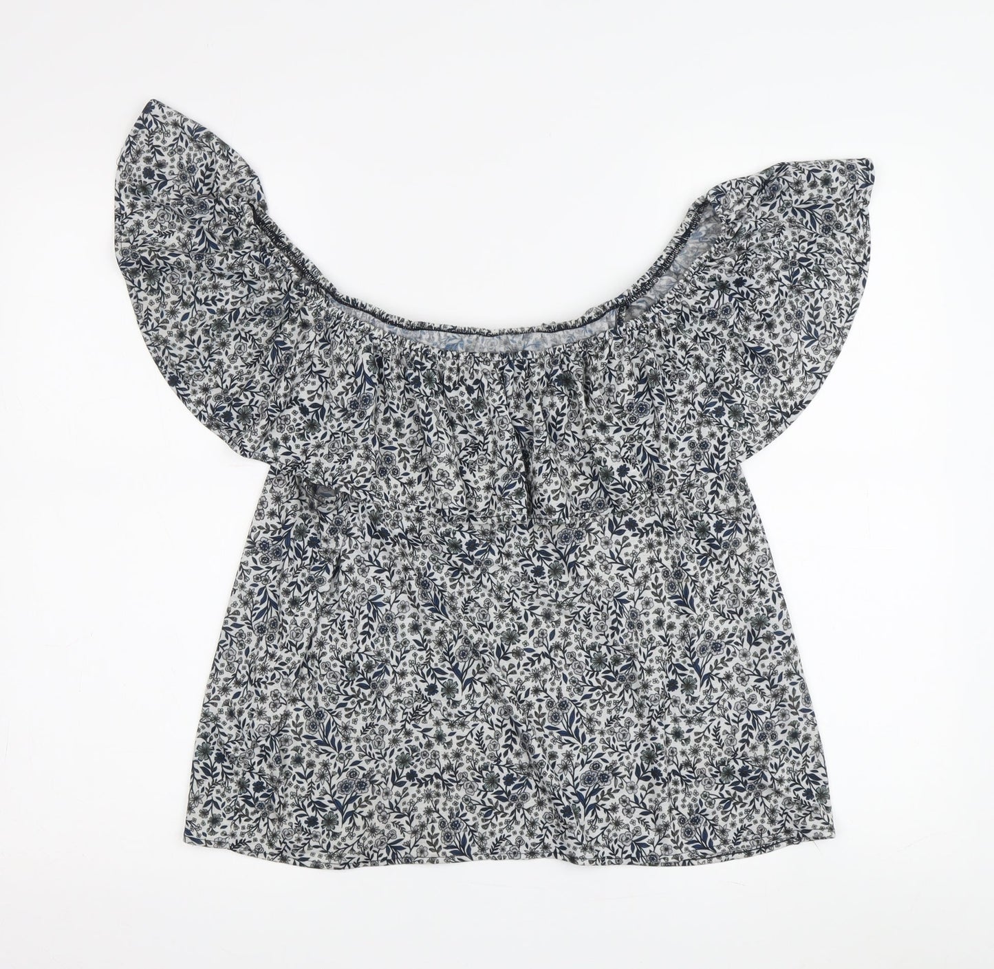 H&M Women's Floral Off Shoulder Tunic Blouse, M, Multicoloured