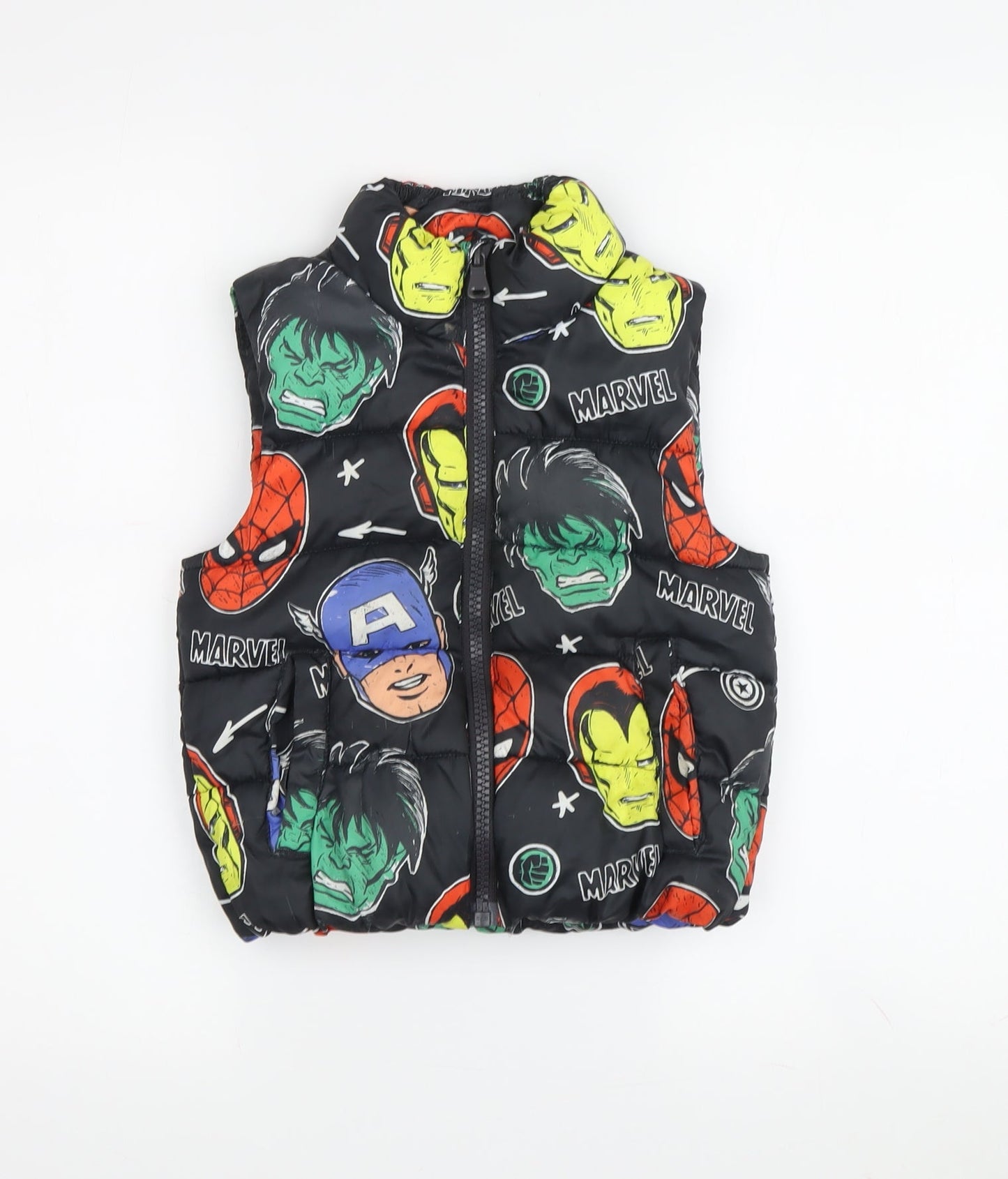 Marvel Boys Black Puffer Jacket 10-11 Years Superhero Print
