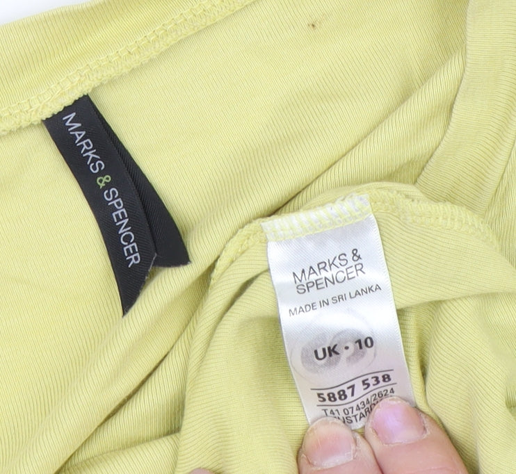 Marks and Spencer Women's Yellow Floral T-Shirt, Size 10