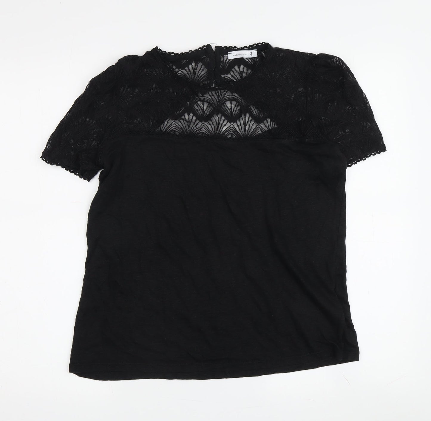 Mademoiselle R Women's Black Lace T-Shirt M