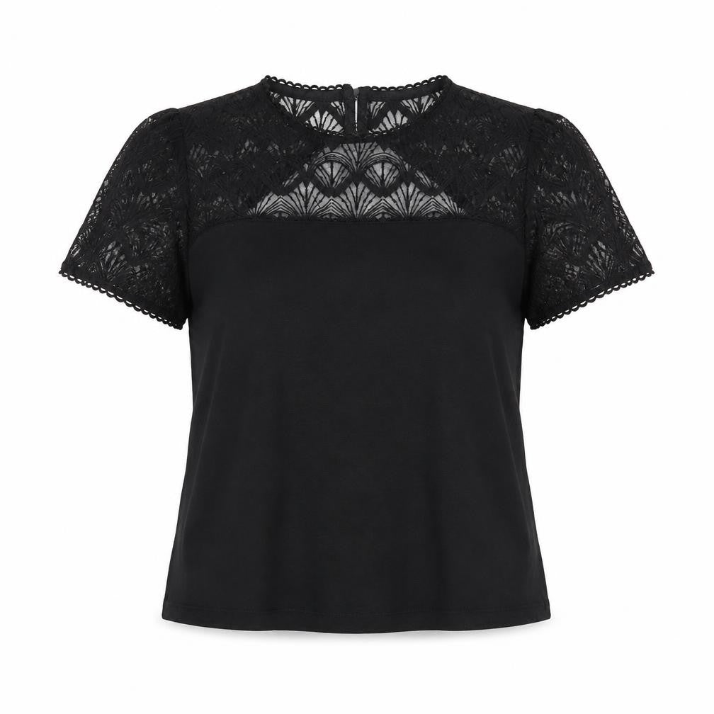 Mademoiselle R Women's Black Lace T-Shirt M